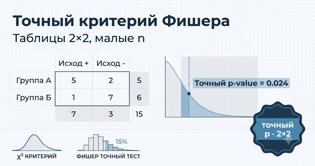 Точный критерий Фишера: таблицы 2×2 и малые выборки