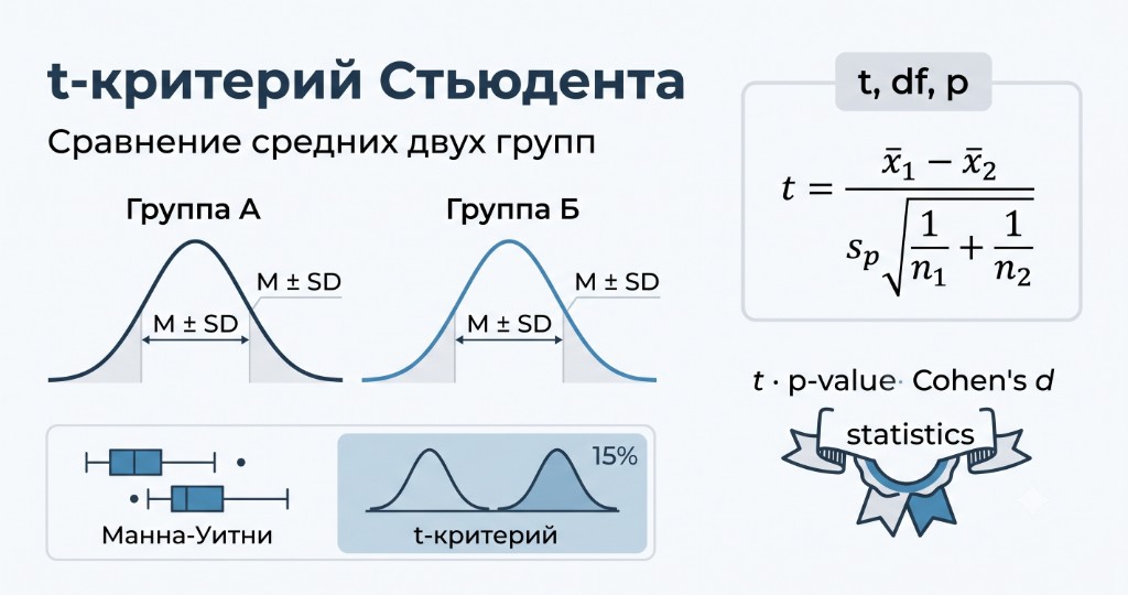t-критерий Стьюдента: расчёт и когда применять
