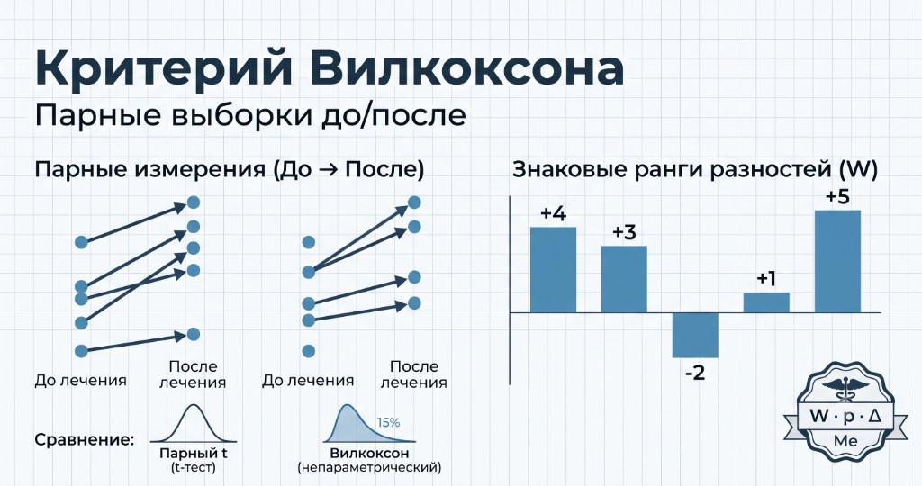 Критерий Вилкоксона: парные выборки до/после